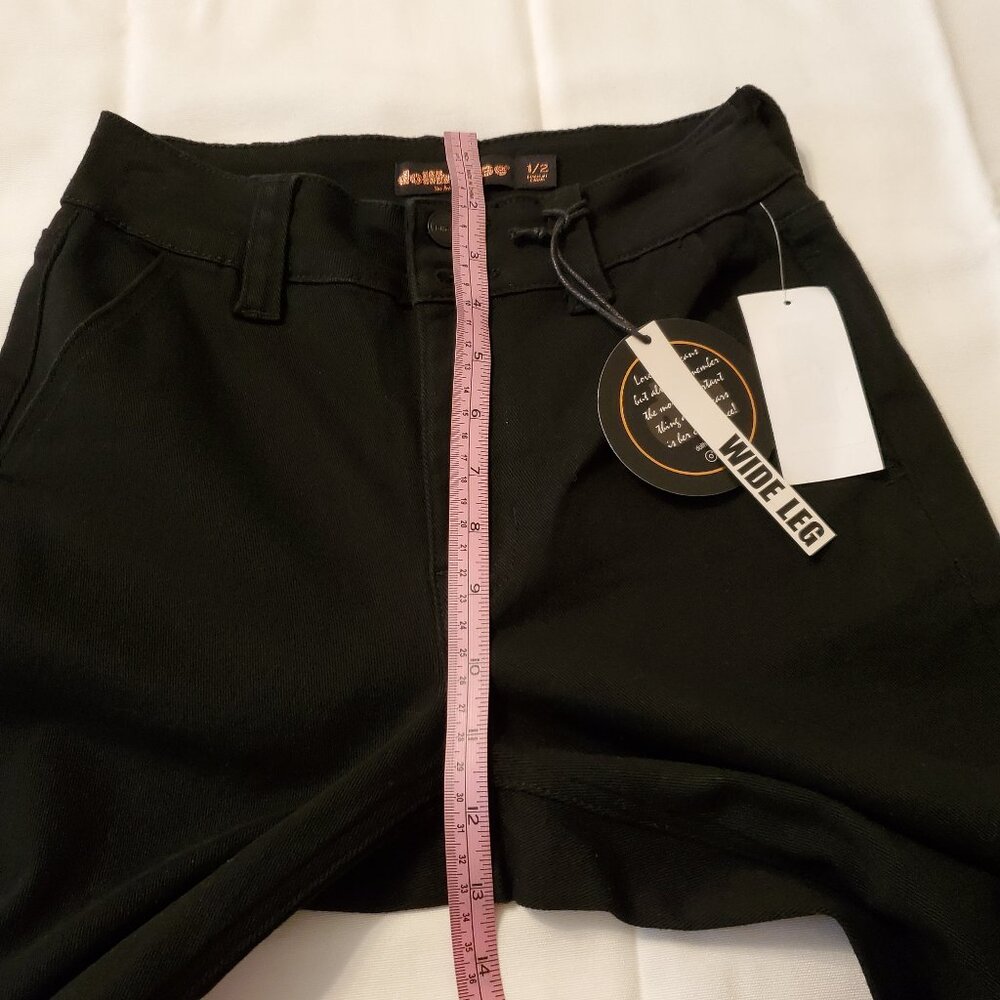 NWT Dollhouse Black Boggy Denim Jeans High Rise Wide Leg, Size 1/2 - Picture 11 of 13